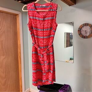 Vineyard Vines Red and Blue Patterned Midi Dress